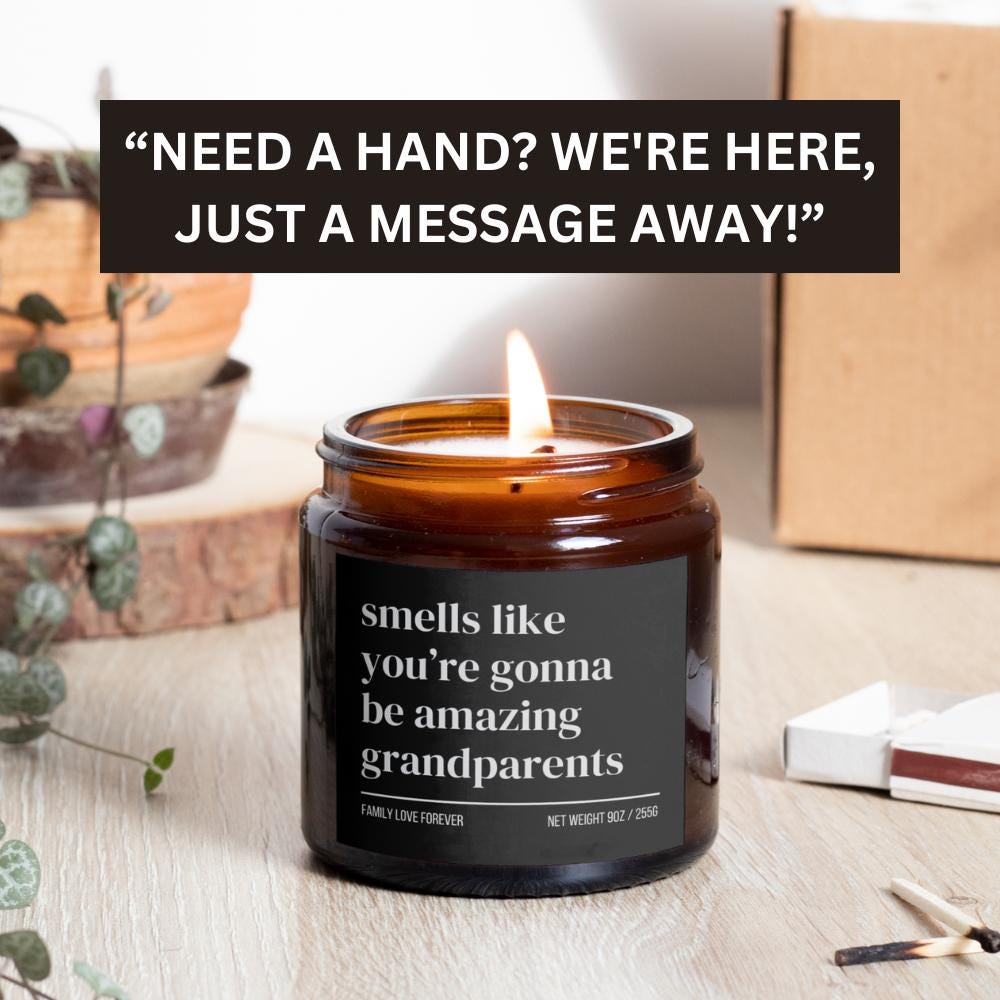 Personalized Grandparents Custom Candle Gift, New Grandma New Grandpa Announcement, Handmade Soy Wax Candle, Funny Grandparent Gift