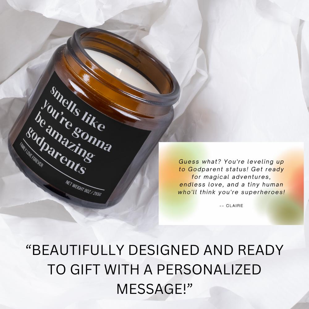 Personalized Godparents Custom Candle Gift, New Godmother New Godfather Announcement, Handmade Soy Wax Candle, Funny Godparent Gift