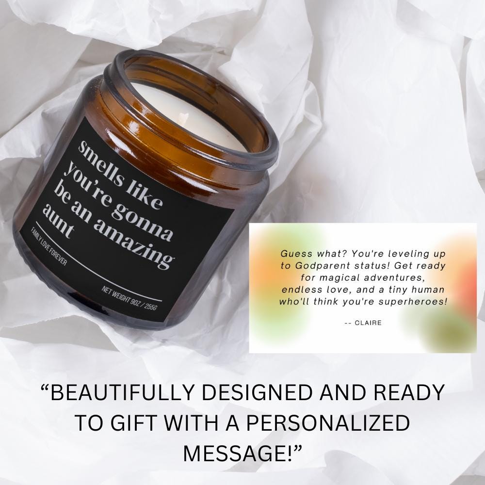 Aunt Baby Announcement Candle, Aunt Promotion, New Aunt Gifts, Aunt Pregnancy Announcement, Baby Reveal for Sister, Aunt to Be Gift
