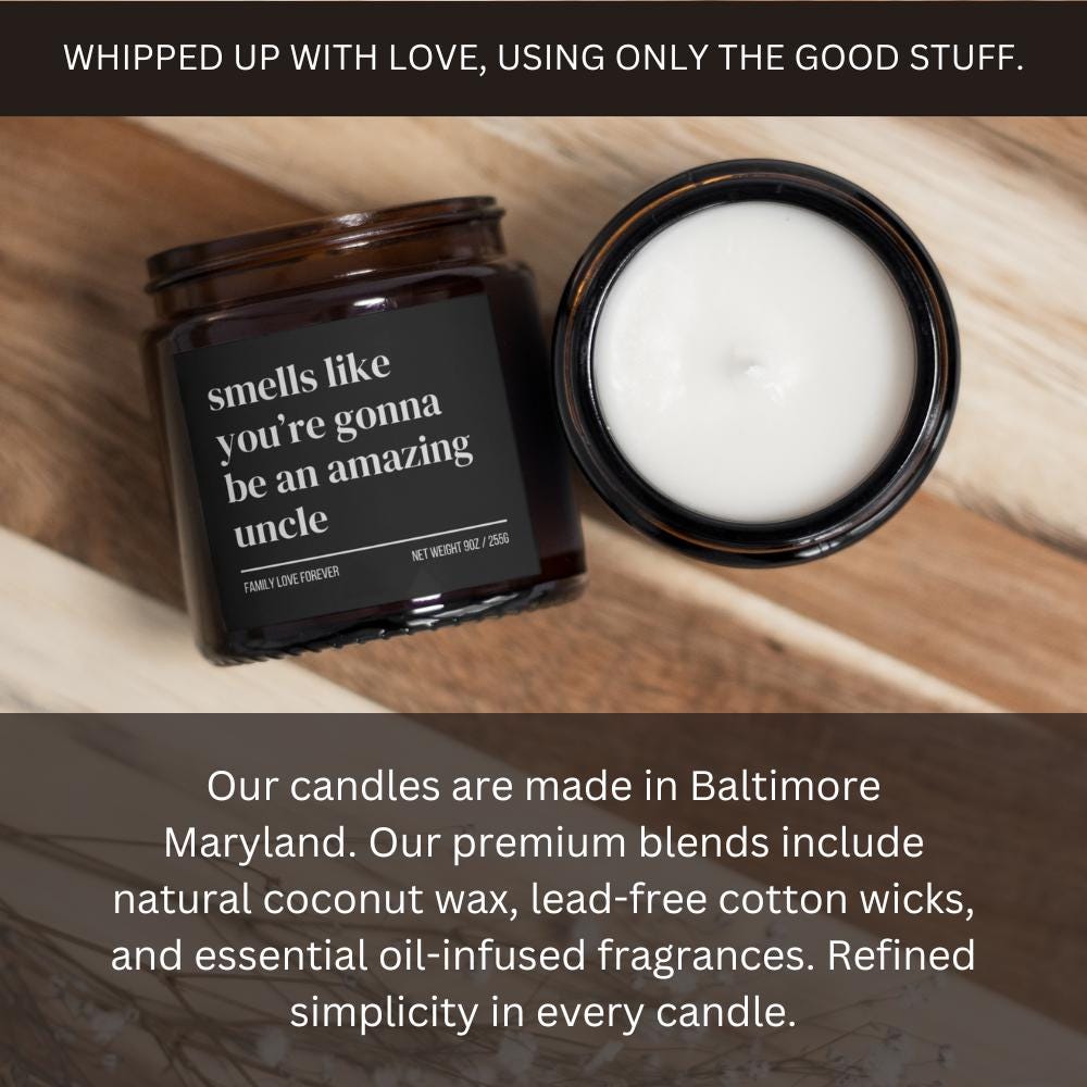 Uncle Baby Announcement Candle, Uncle Promotion, New Uncle Gifts, Uncle Pregnancy Announcement, Baby Reveal for Brother, Uncle to Be Gift