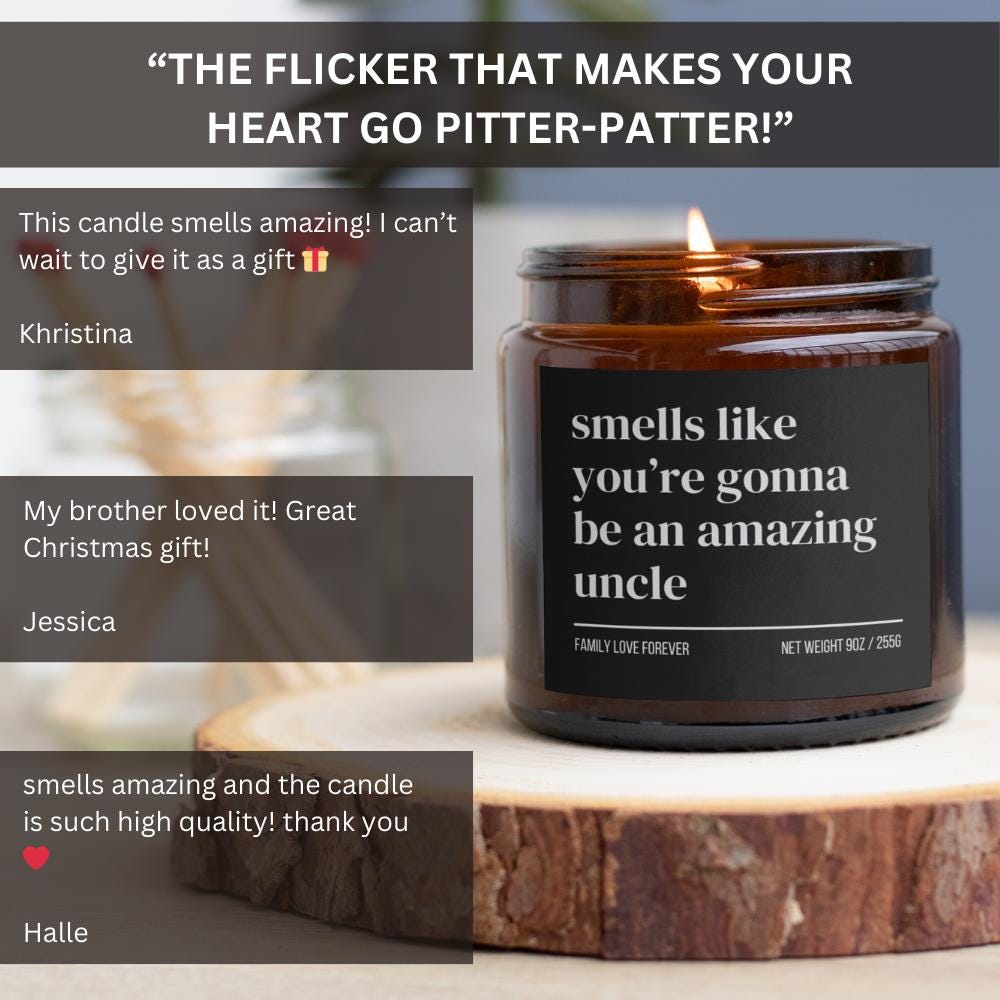 Smells Like You’re Gonna Be an Amazing Uncle Candle • Baby Reveal Gift for Brother or Brother-in-Law • Hand-Poured Soy Wax • Gift-Ready