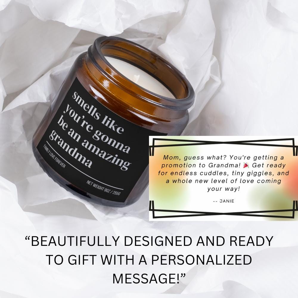 Grandma Baby Announcement Candle, Grandma Promotion, New Grandma Gifts, Pregnancy Announcement, Baby Reveal for Mom, Grandma to Be Gift