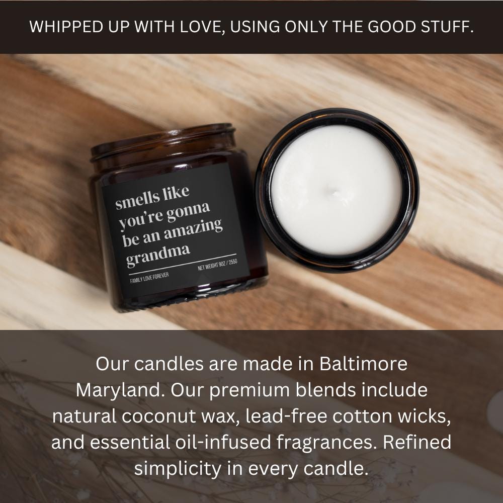 Grandma Baby Announcement Candle, Grandma Promotion, New Grandma Gifts, Pregnancy Announcement, Baby Reveal for Mom, Grandma to Be Gift