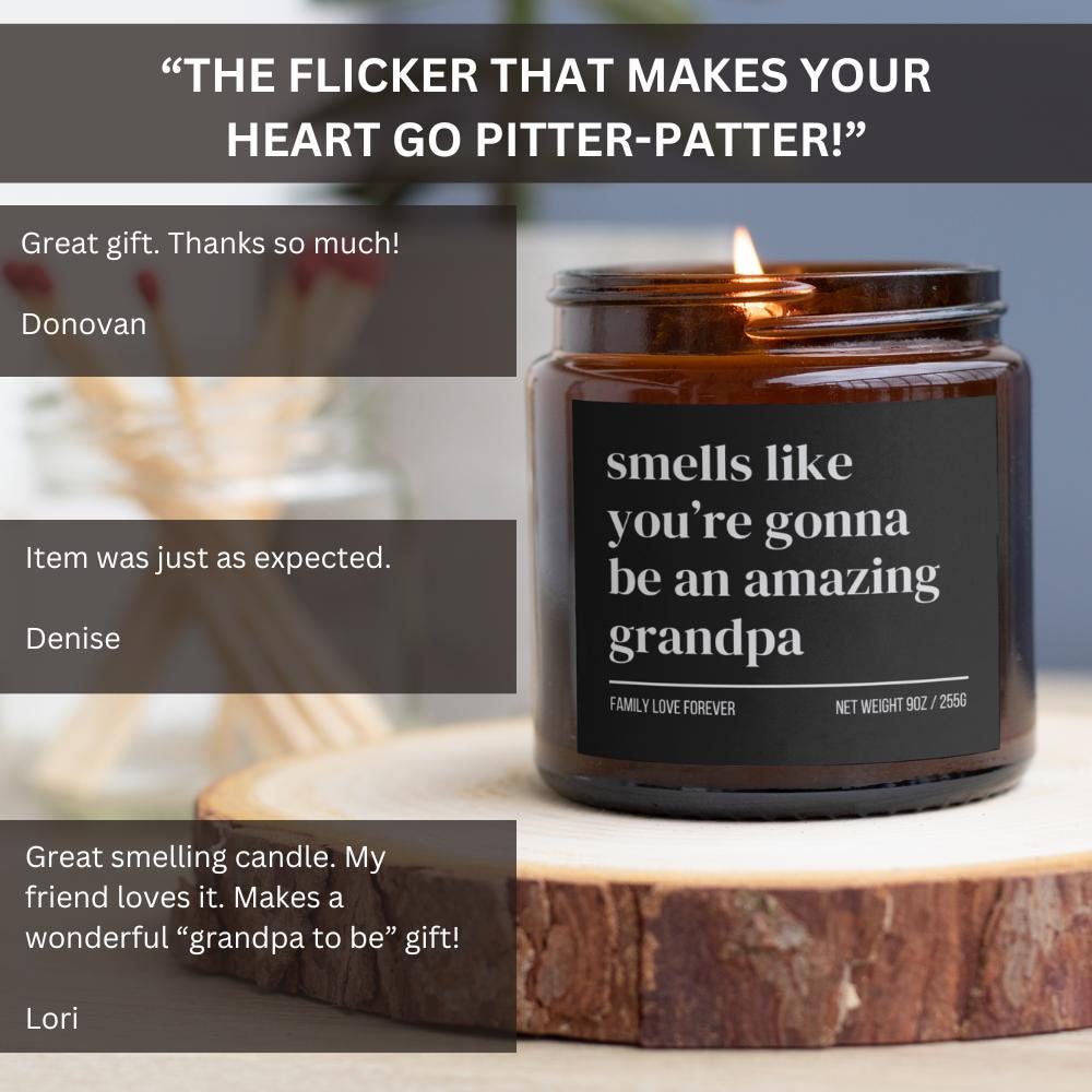Grandpa Baby Announcement Candle, Grandpa Promotion, New Grandpa Gifts, Pregnancy Announcement, Baby Reveal for Dad, Grandpa to Be Gift