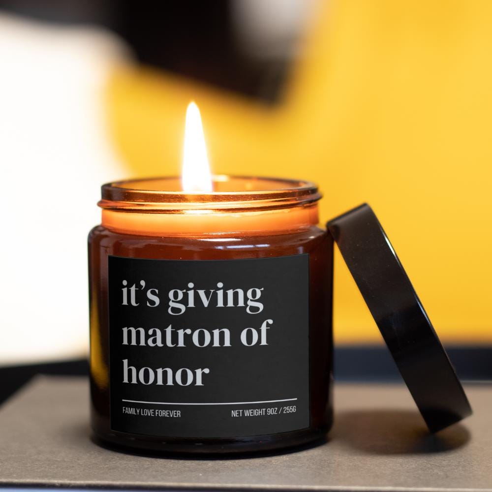 It’s Giving Matron of Honor Candle — Funny Wedding Proposal Gift for Matron of Honor, Hand-Poured Soy Wax