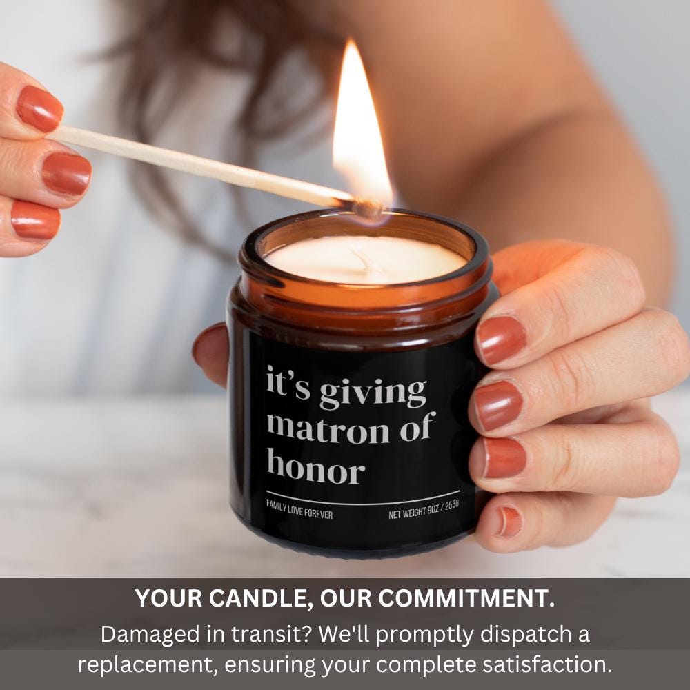 It’s Giving Matron of Honor Candle — Funny Wedding Proposal Gift for Matron of Honor, Hand-Poured Soy Wax