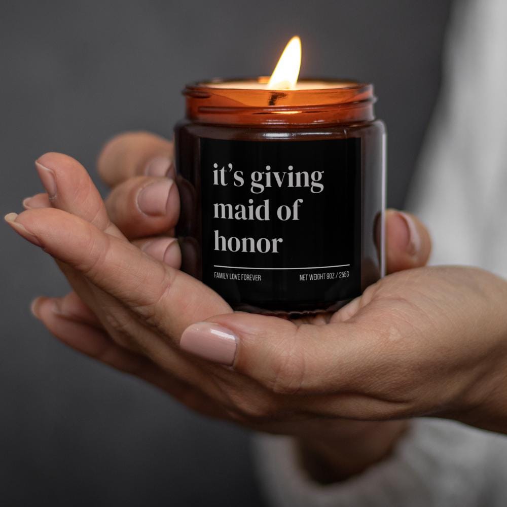 It’s Giving Maid of Honor Candle — Funny Wedding Proposal Gift for Maid of Honor, Hand-Poured Soy Wax