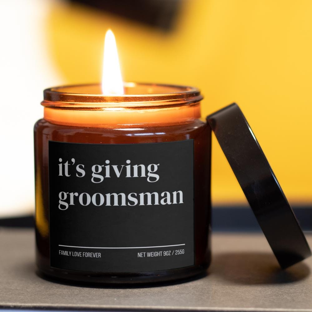 It’s Giving Groomsman Candle — Funny Wedding Proposal Gift for Groomsmen, Hand-Poured Soy Wax