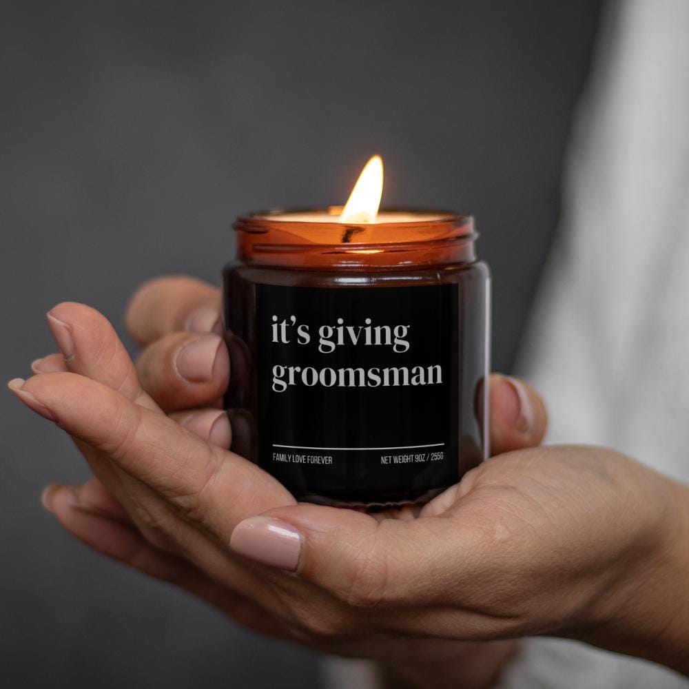 It’s Giving Groomsman Candle — Funny Wedding Proposal Gift for Groomsmen, Hand-Poured Soy Wax