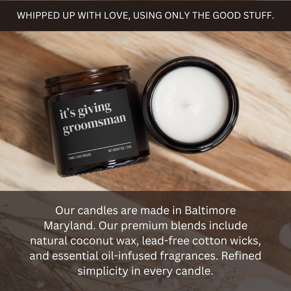 It’s Giving Groomsman Candle — Funny Wedding Proposal Gift for Groomsmen, Hand-Poured Soy Wax