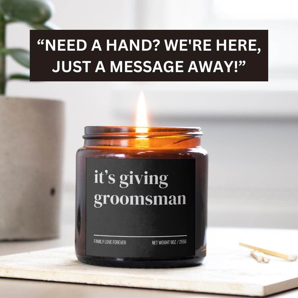 It’s Giving Groomsman Candle — Funny Wedding Proposal Gift for Groomsmen, Hand-Poured Soy Wax