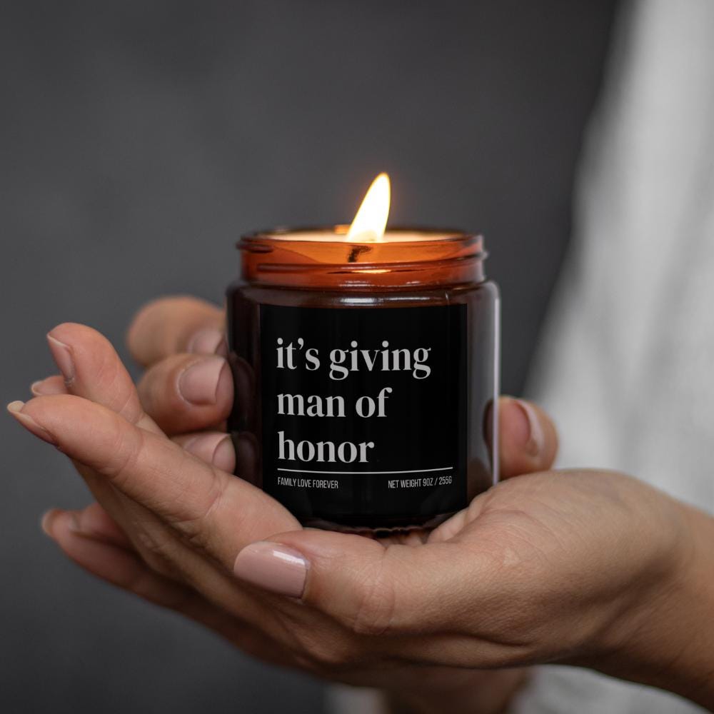 Man of Honor Proposal Gift Favor, It's Giving Man of Honor Candle, Man of Honor Gifts, Wedding Party Gifts, Wedding Party Favors