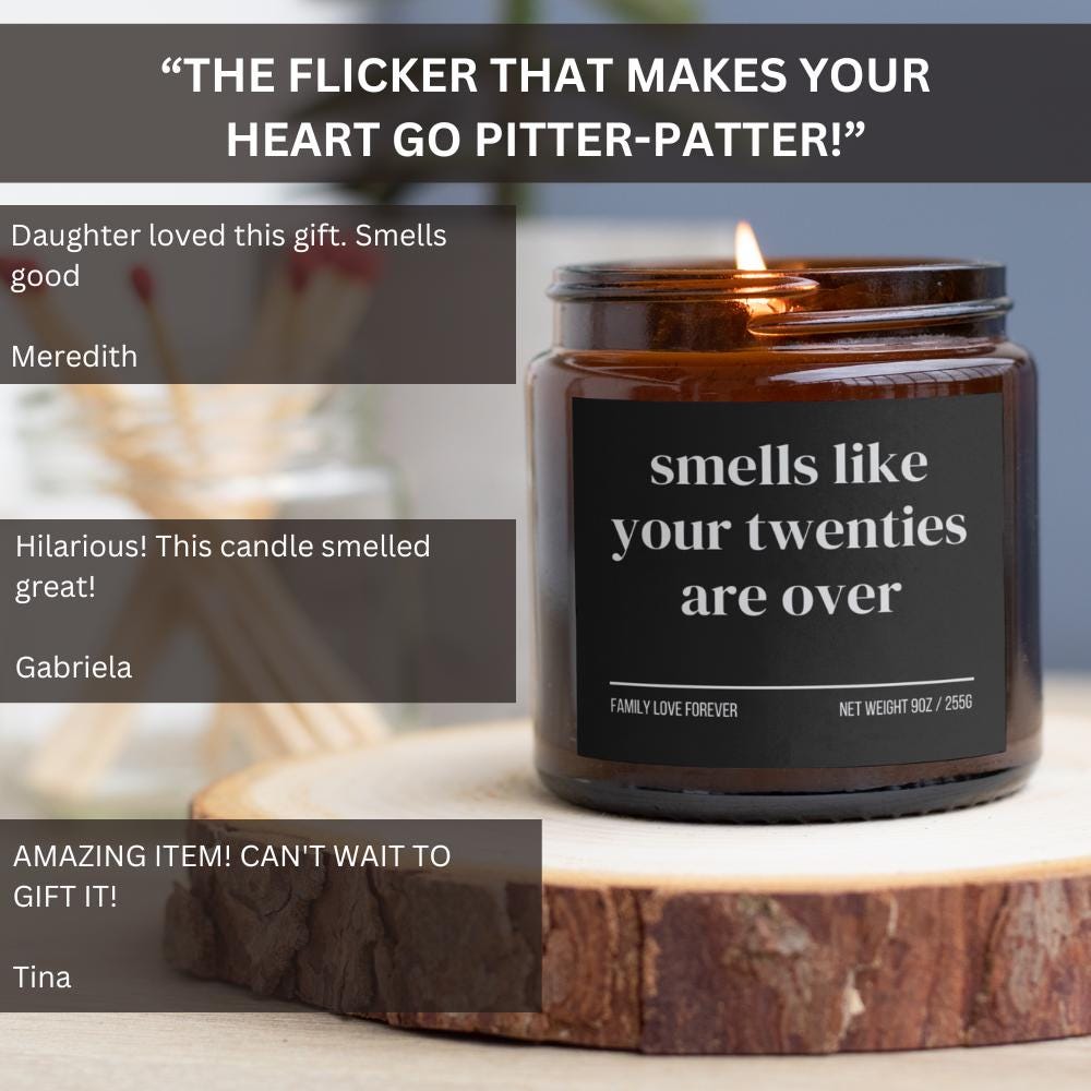 30th Birthday Gift Smells like your twenties are over Candle Funny Birthday Gifts Milestone Birthday Gifts for turning 30 Birthday Candle
