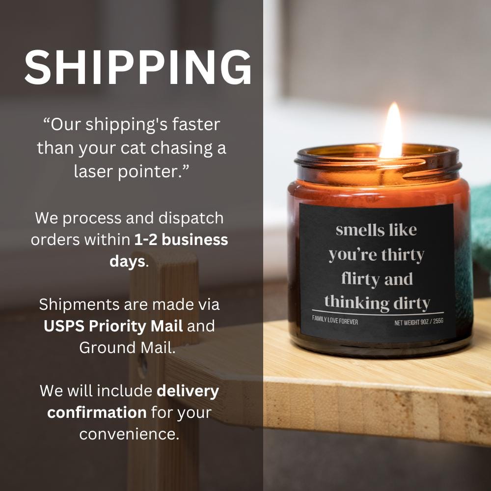 30th Birthday Gift Smells like you're thirty flirty and thinking dirty Candle Funny Birthday Gifts Milestone Birthday Gifts for turning 30