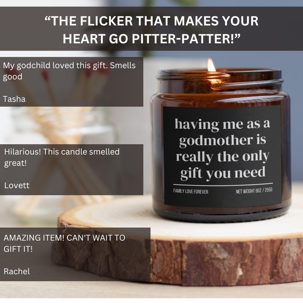 Godson Birthday Gift From Godmother Having Me As A Godmother Candle Funny Godson Father's Day Gift Christmas Gift for Godson
