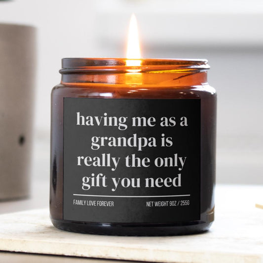 Grandson Birthday Gift From Grandpa Having Me As A Grandpa Candle Funny Grandson Father's Day Gift Christmas Gift for Grandson