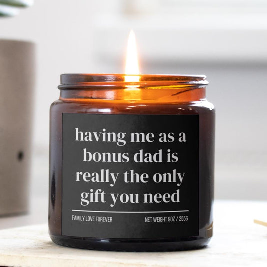 Bonus Son Birthday Gift From Bonus Dad Having Me As A Bonus Dad Candle Funny Bonus Son Father's Day Gift Christmas Gift for Bonus Son