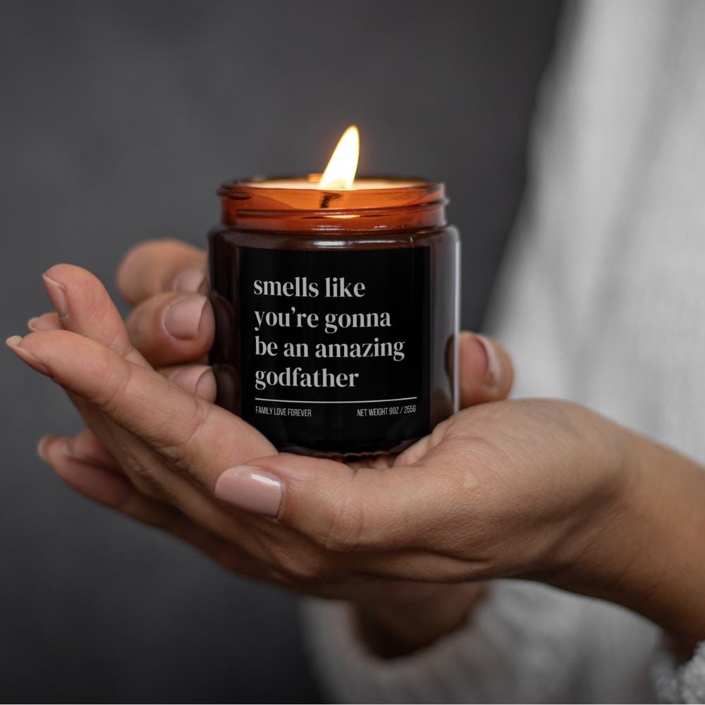 Personalized Godfather Custom Candle Gift, Smells Like You're Gonna Be An Amazing Godfather Announcement, Funny Godparent Gift