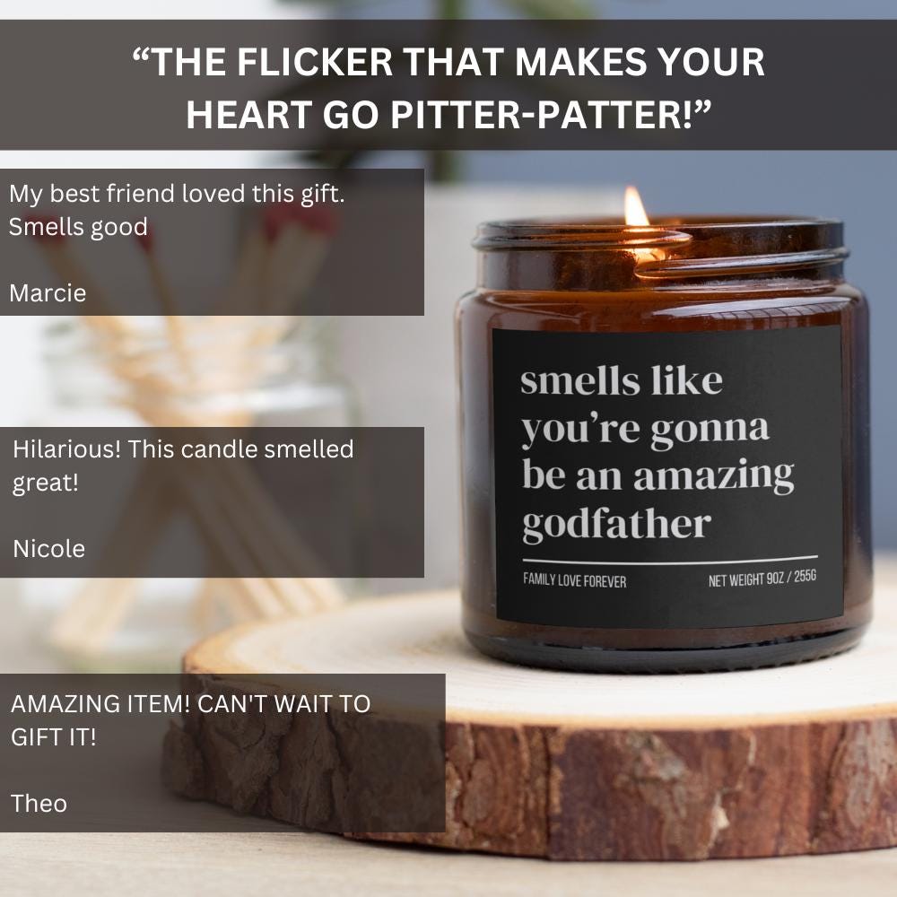 Personalized Godfather Custom Candle Gift, Smells Like You're Gonna Be An Amazing Godfather Announcement, Funny Godparent Gift