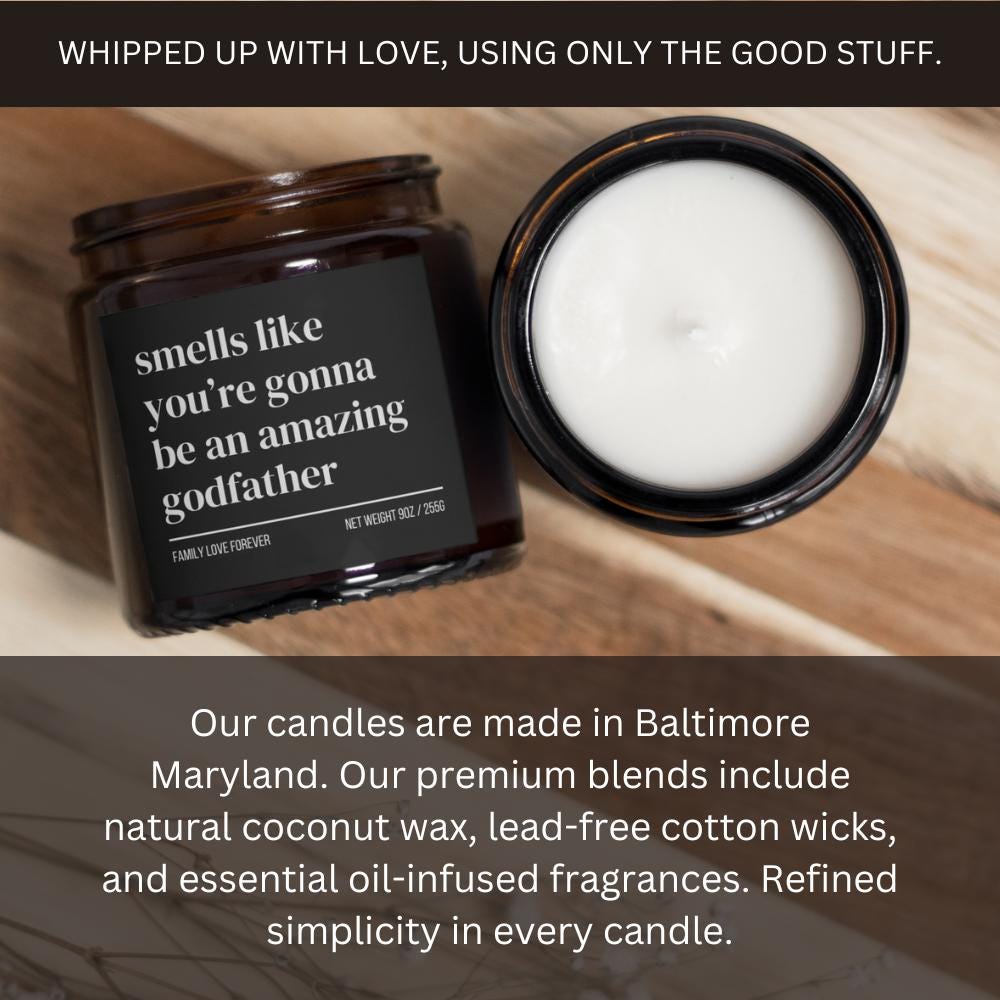 Personalized Godfather Custom Candle Gift, Smells Like You're Gonna Be An Amazing Godfather Announcement, Funny Godparent Gift