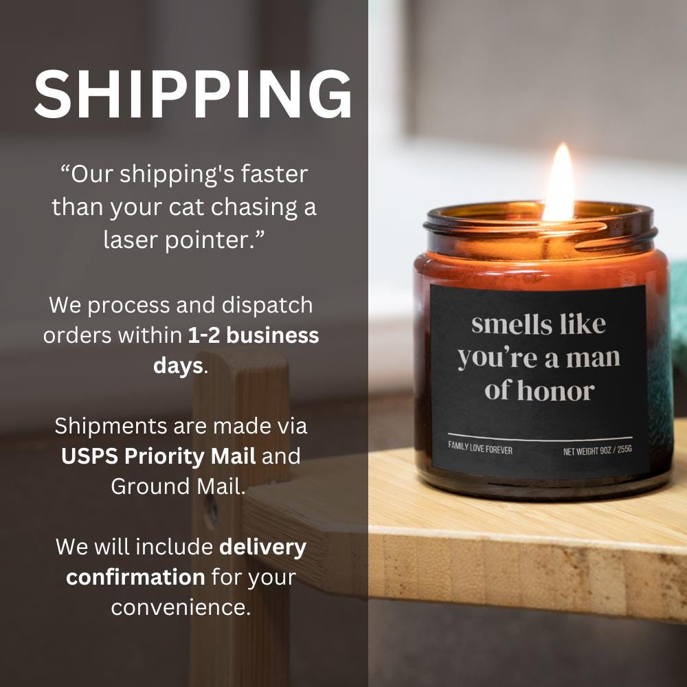 Smells Like You’re a Man of Honor Candle — Funny Wedding Proposal Gift for Man of Honor, Hand-Poured Soy Wax
