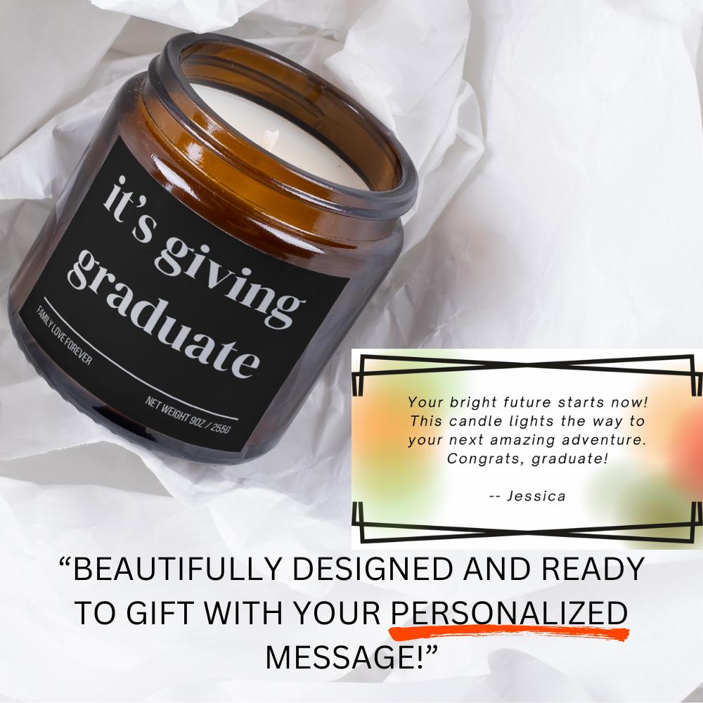 Graduation Celebration Candle, Personalized Gift for College, Nursing, PhD Graduate, Perfect for Niece, High School Milestone, It's Giving