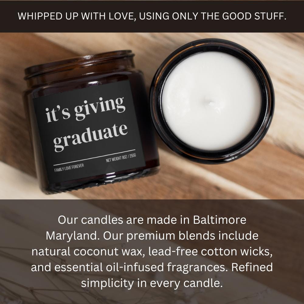 Graduation Celebration Candle, Personalized Gift for College, Nursing, PhD Graduate, Perfect for Niece, High School Milestone, It's Giving