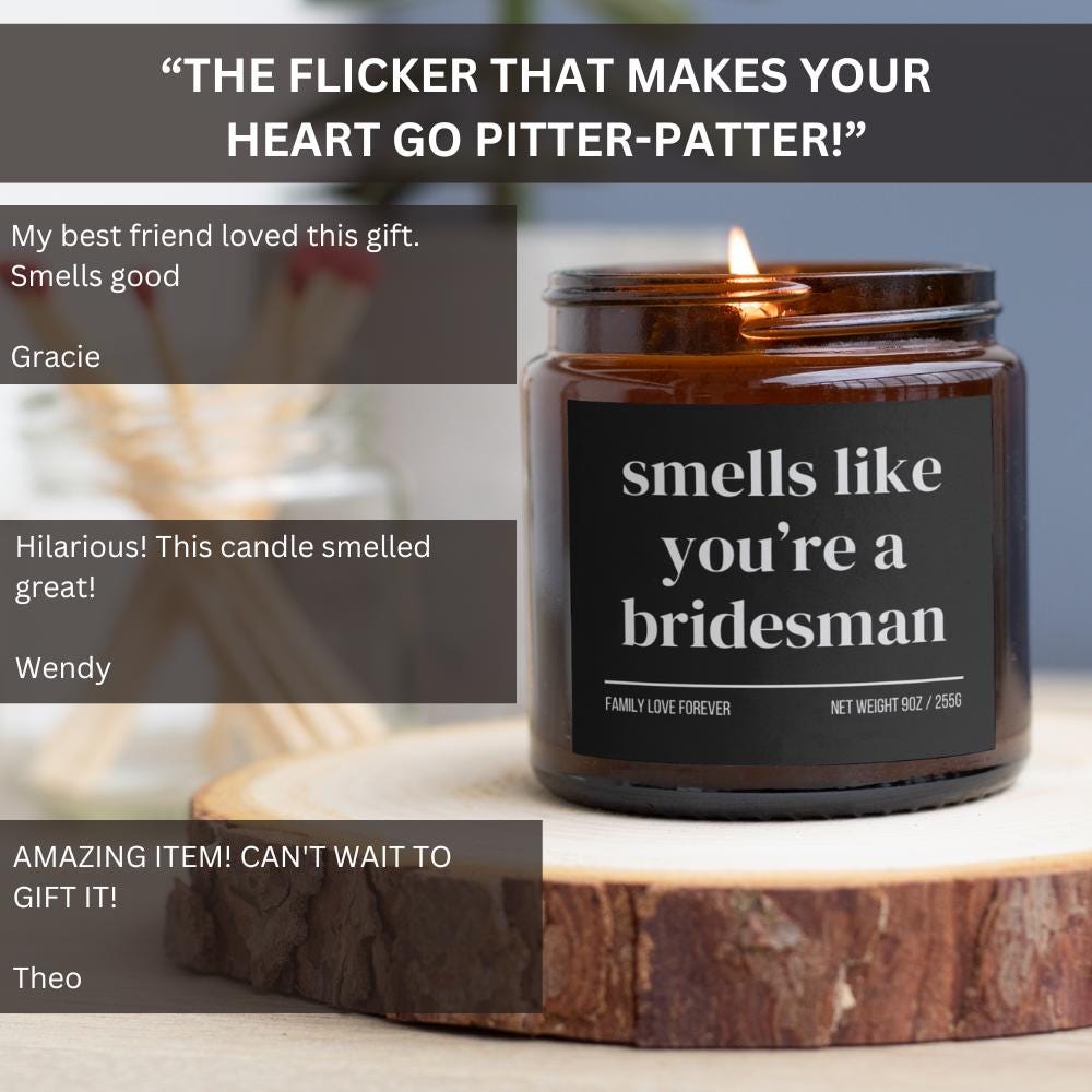 Bridesman Proposal Gift Favor, Smells Like You're a Bridesman Candle, Bridesman Gifts, Wedding Party Gifts, Wedding Party Favors
