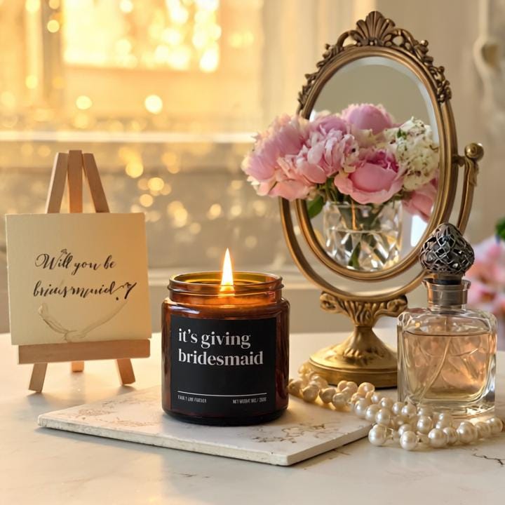 It’s Giving Bridesmaid Candle — Funny Wedding Proposal Gift for Bridesmaids, Hand-Poured Soy Wax