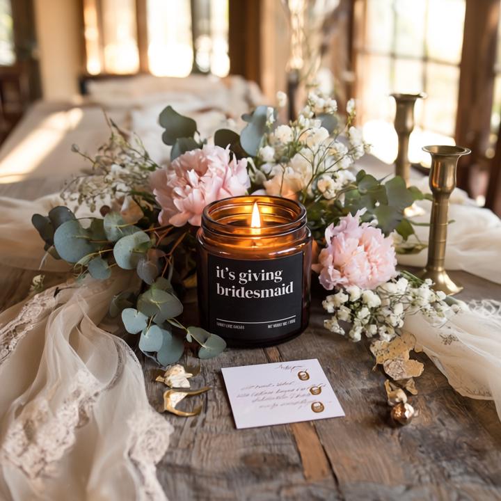It’s Giving Bridesmaid Candle — Funny Wedding Proposal Gift for Bridesmaids, Hand-Poured Soy Wax