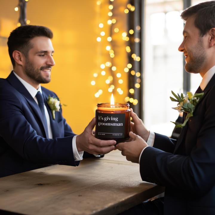 It’s Giving Groomsman Candle — Funny Wedding Proposal Gift for Groomsmen, Hand-Poured Soy Wax