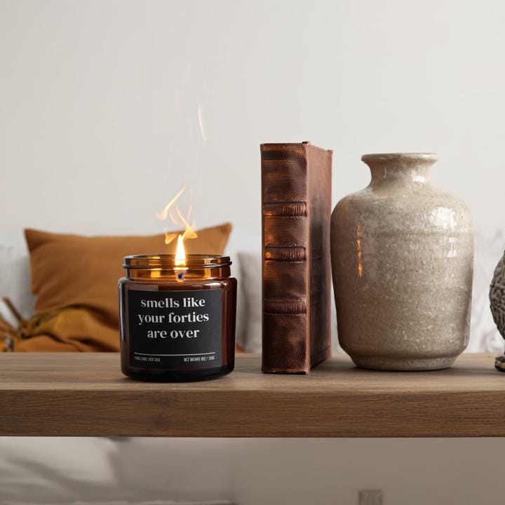 Smells Like Your Forties Are Over Candle — Funny 50th Birthday Gift, Hand-Poured Soy Wax