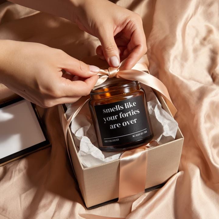 Smells Like Your Forties Are Over Candle — Funny 50th Birthday Gift, Hand-Poured Soy Wax