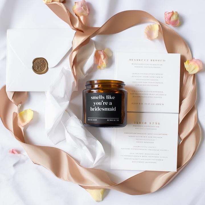 Smells Like You’re a Bridesmaid — Funny Bridesmaid Proposal Candle (Hand-Poured Soy Wax Gift)