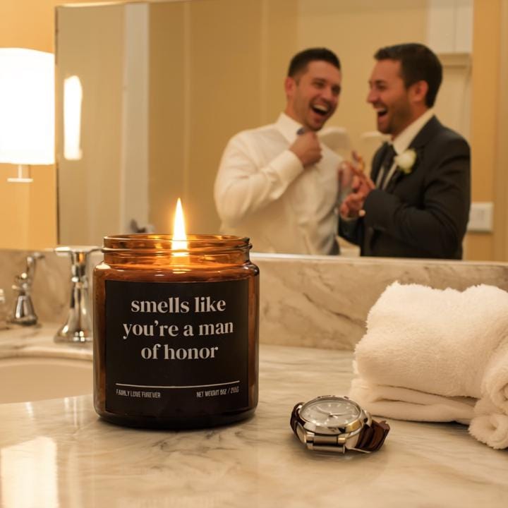 Smells Like You’re a Man of Honor Candle — Funny Wedding Proposal Gift for Man of Honor, Hand-Poured Soy Wax