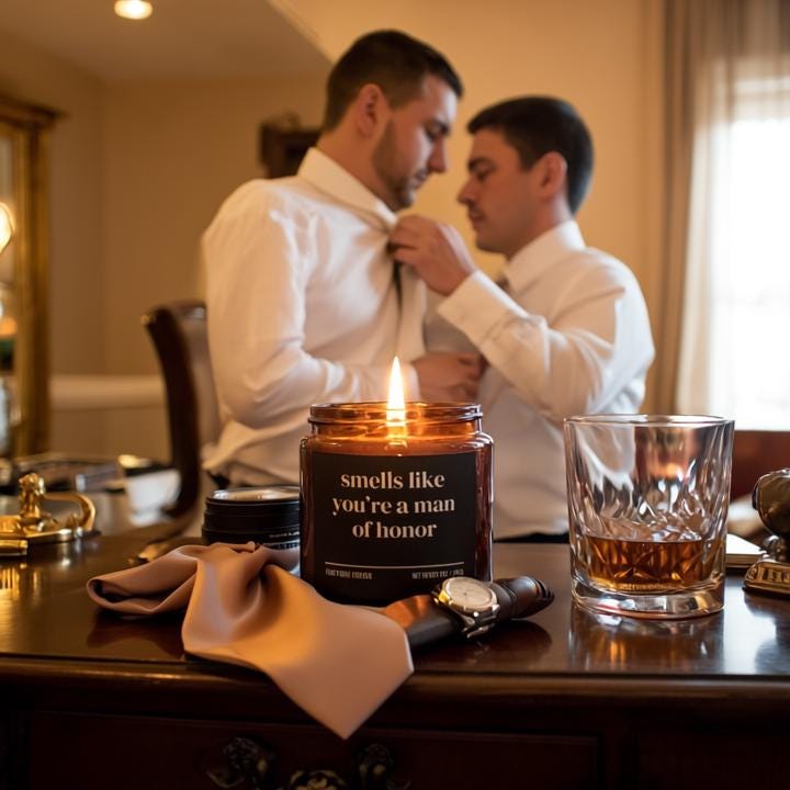 Smells Like You’re a Man of Honor Candle — Funny Wedding Proposal Gift for Man of Honor, Hand-Poured Soy Wax
