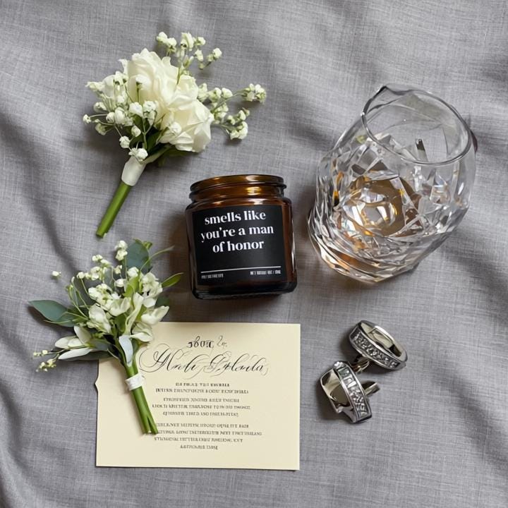 Smells Like You’re a Man of Honor Candle — Funny Wedding Proposal Gift for Man of Honor, Hand-Poured Soy Wax
