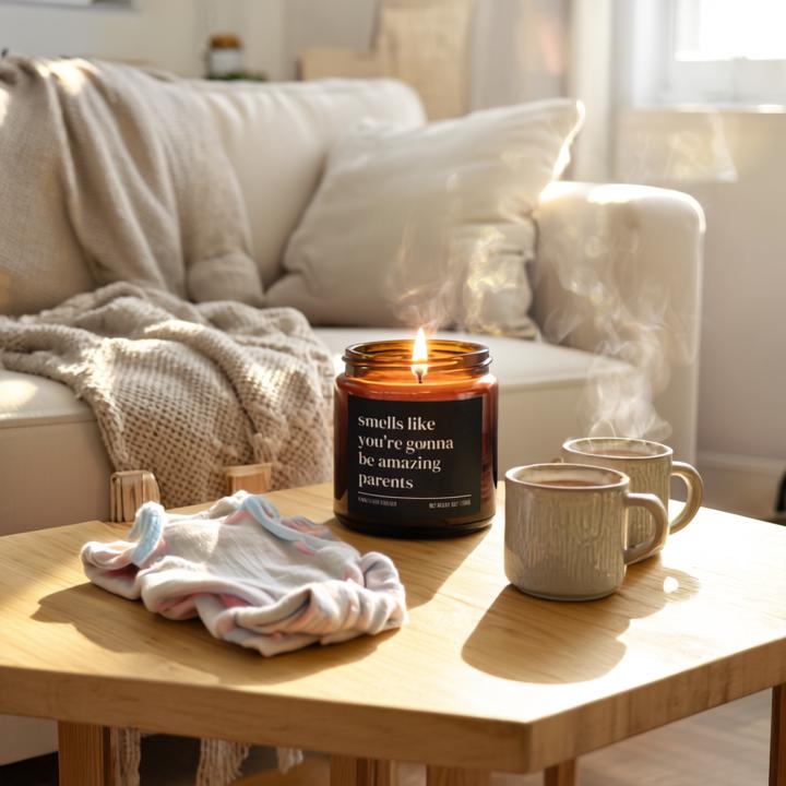 Smells Like You’re Gonna Be Amazing Parents Candle — Personalized Pregnancy Announcement Gift, Hand-Poured Soy Wax