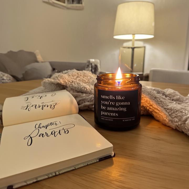 Smells Like You’re Gonna Be Amazing Parents Candle — Personalized Pregnancy Announcement Gift, Hand-Poured Soy Wax