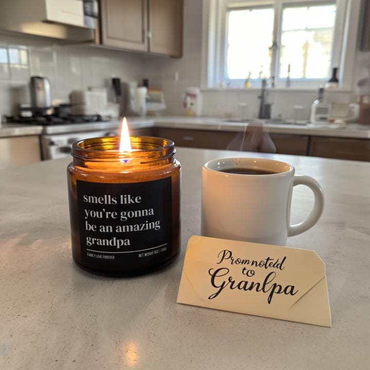 Smells Like You’re Gonna Be an Amazing Grandpa Candle — Pregnancy Announcement Gift, Hand-Poured Soy Wax