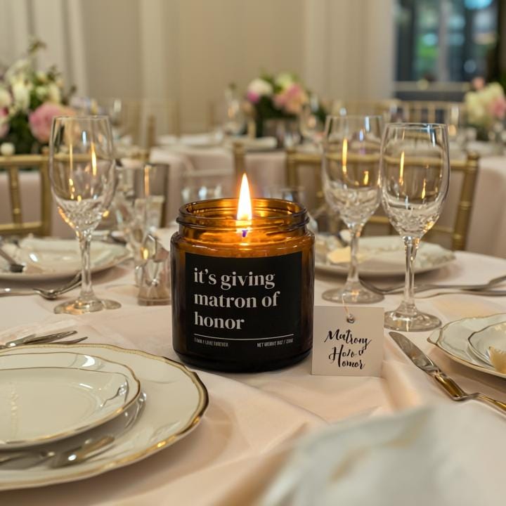 It’s Giving Matron of Honor Candle — Funny Wedding Proposal Gift for Matron of Honor, Hand-Poured Soy Wax