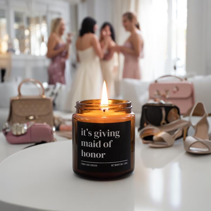 It’s Giving Maid of Honor Candle — Funny Wedding Proposal Gift for Maid of Honor, Hand-Poured Soy Wax