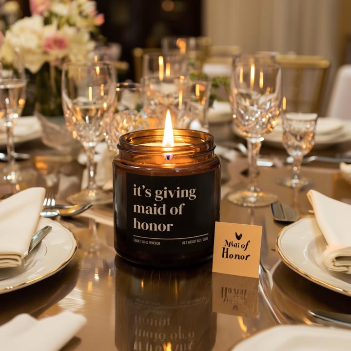 It’s Giving Maid of Honor Candle — Funny Wedding Proposal Gift for Maid of Honor, Hand-Poured Soy Wax