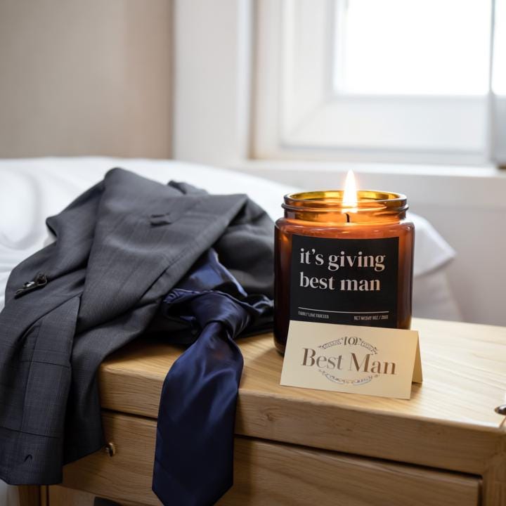 It’s Giving Best Man Candle — Funny Wedding Proposal Gift for Best Man, Hand-Poured Soy Wax