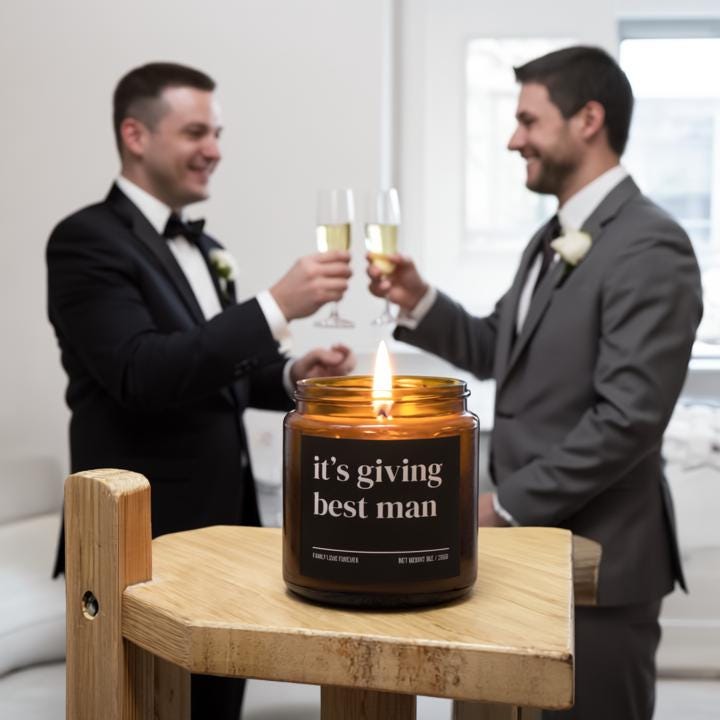 It’s Giving Best Man Candle — Funny Wedding Proposal Gift for Best Man, Hand-Poured Soy Wax