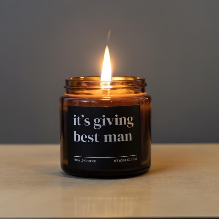 It’s Giving Best Man Candle — Funny Wedding Proposal Gift for Best Man, Hand-Poured Soy Wax