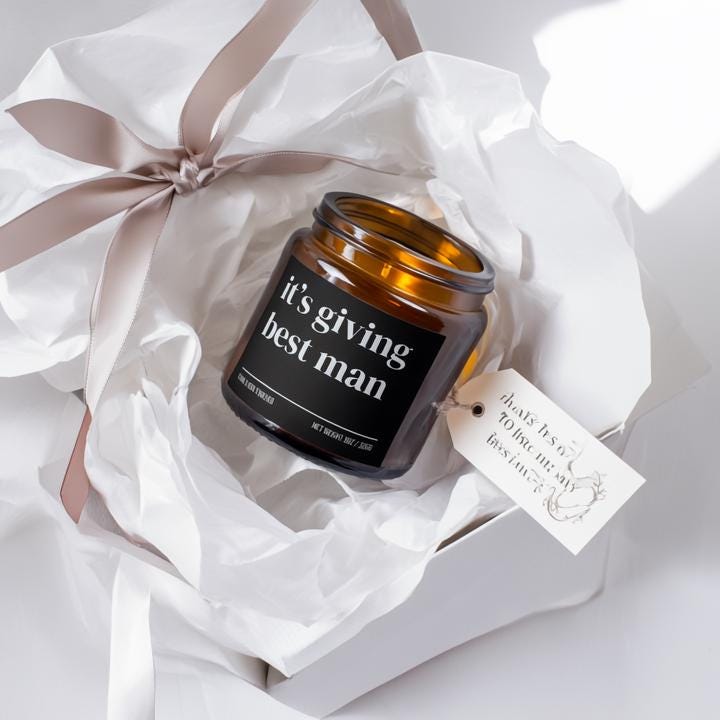 It’s Giving Best Man Candle — Funny Wedding Proposal Gift for Best Man, Hand-Poured Soy Wax