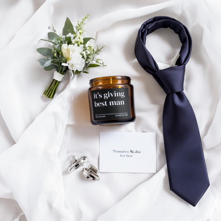 It’s Giving Best Man Candle — Funny Wedding Proposal Gift for Best Man, Hand-Poured Soy Wax