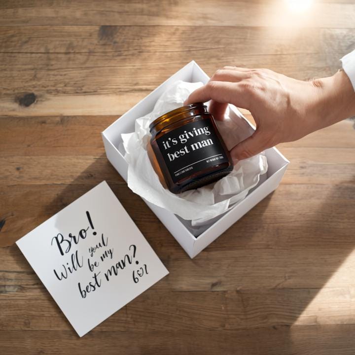 It’s Giving Best Man Candle — Funny Wedding Proposal Gift for Best Man, Hand-Poured Soy Wax