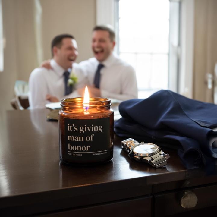 It’s Giving Man of Honor Candle • Will You Be My Man of Honor Proposal Candle • Groomsmen Gift • Hand-Poured Soy Wax Candle